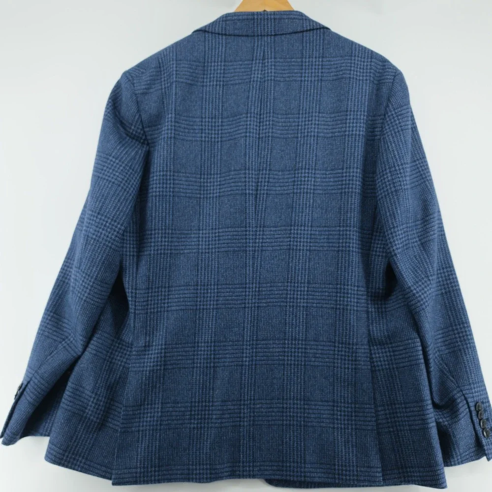Charles Tyrwhitt Mens Sport Coat Wool Silk Glen Check Blue 44R Slim Fit Blazer